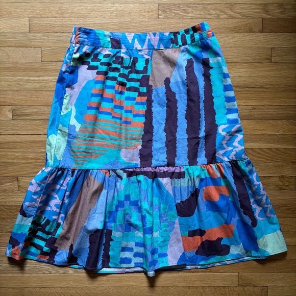 NWT Maude Vivante Cotton Colorful Abstract Skirt Size Small Boutique Unique - Picture 1 of 9
